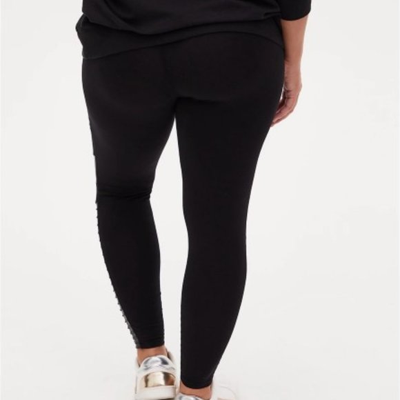 Torrid Black Mixed Moto Platinum Leggings New 4x - Picture 5 of 7